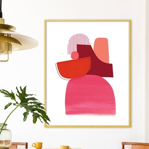 Red Contemporary Art, Abstract Art Print, Mid Century Decor, Modern Poster