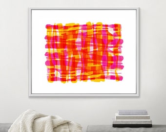 Bright Wall Art, Minimalist Colorful Print, Living Room Wall Art, Red Modern Wall Art