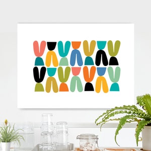 Mid Century Modern Living Room Art Painting, Abstract Canvas Wall Art, Large and Colorful for Bed Room