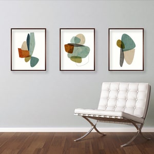 Printed Mid Century Modern Art Set, Modern Art Prints, Art Print Set of 3, Abstract Art Print, Large Sizes Available