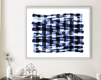 Blue Abstract Giclée Art Print, Modern Farmhouse Navy Decor
