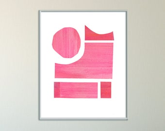 Pink Wall Art, Mid Century Modern Print, Pink Abstract Art, Contemporary Wall Art