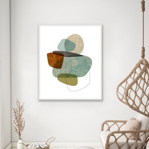 Mid Century Modern Print, Framed Wall Art, Modern Home Decor, Abstract Contemporary Art, Large Abstract Art