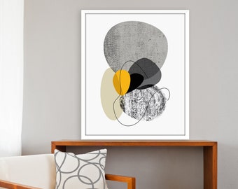 Mid Century Abstract Modern Art, Extra Large Wall Art, Modern Wall Art, Black and White Print