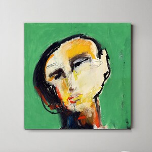 Large Modern Canvas Art, Abstract Painting Canvas Wall Art, Man&#39;s Portrait on Stretched Canvas