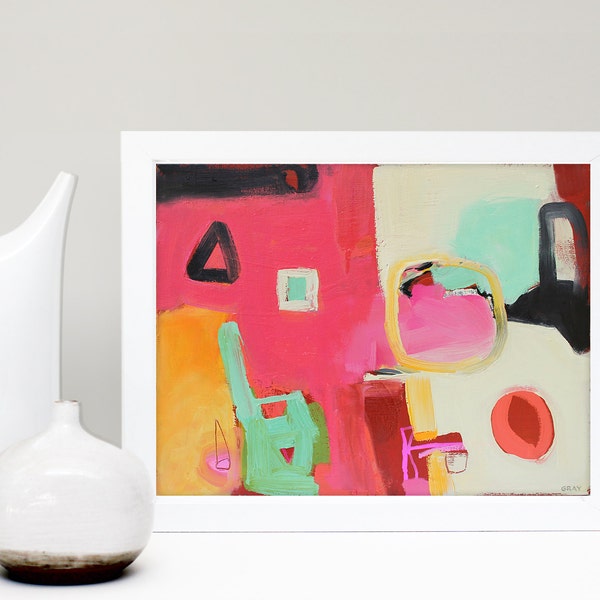 Pink Abstract Painting, Contemporary Art Print, Colorful Modern Abstract Painting