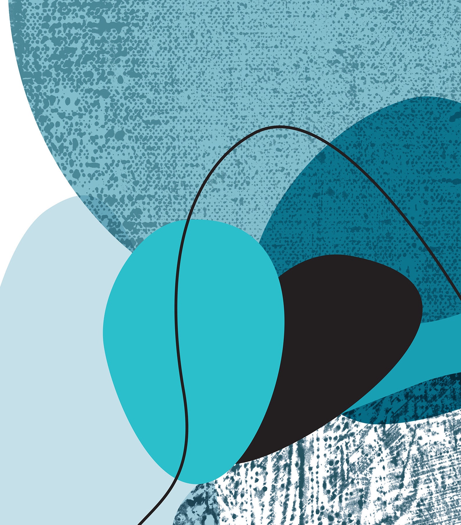 Teal Abstract Wall Art Art Print Set of 3 Teal Decor Etsy