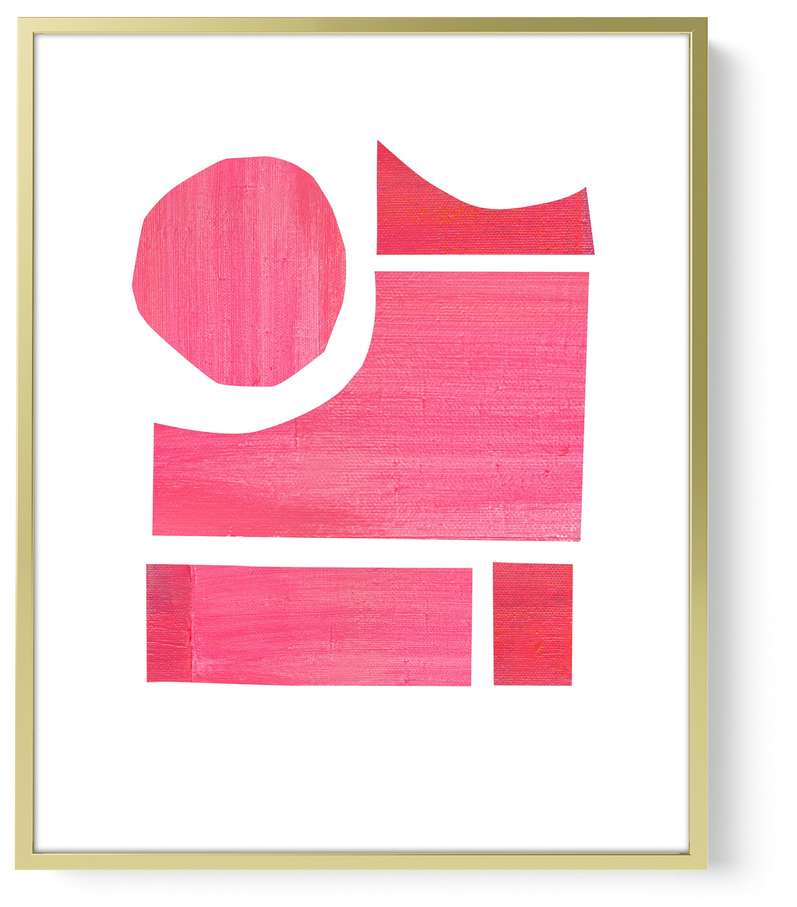 Pink Wall Art Mid Century Modern Print Pink Abstract Art Etsy
