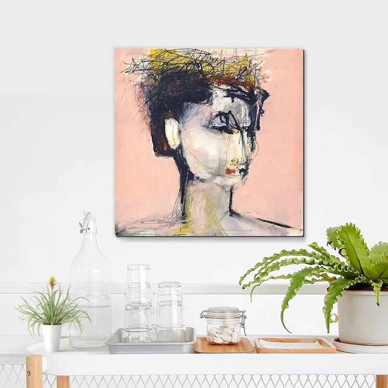 Large Abstract Painting Portrait Wall Art Canvas Modern Etsy