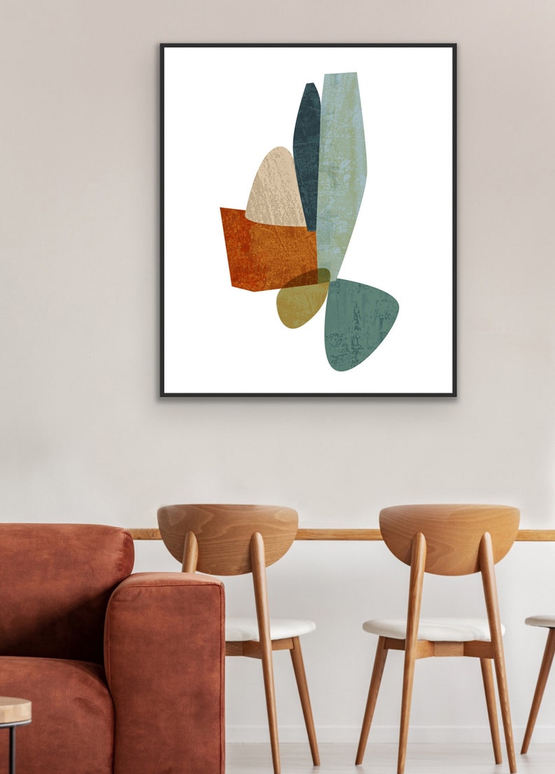 Framed Modern Art Print Abstract Artwork Mid Century Living Etsy