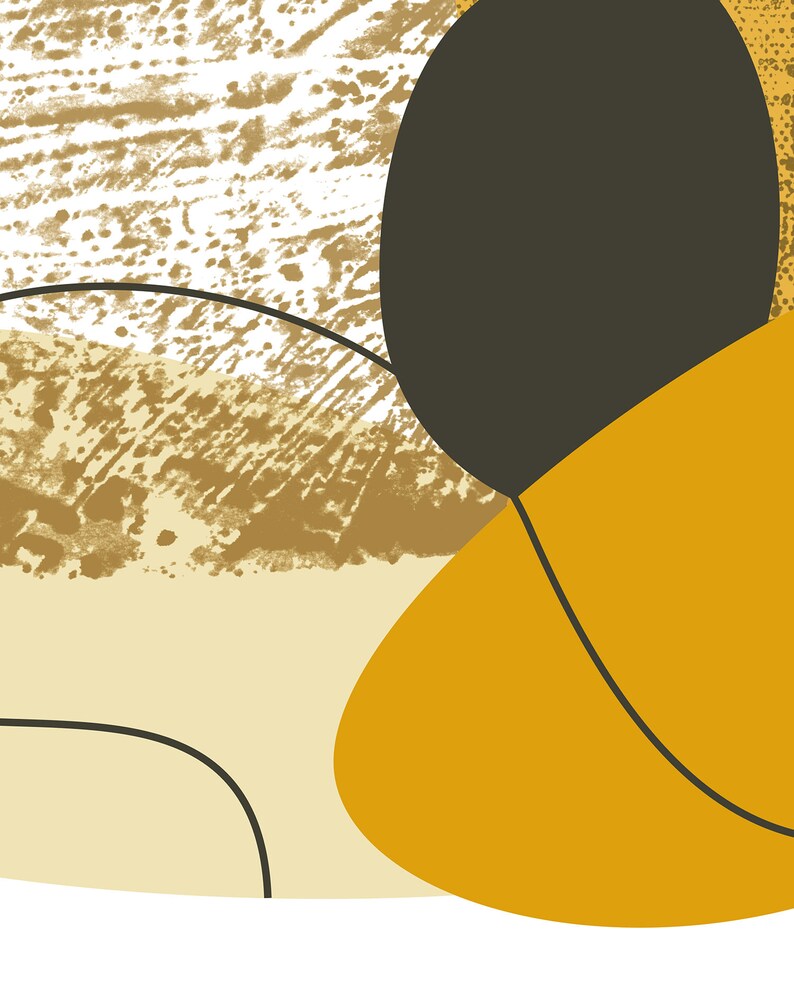 Contemporary Art Mustard Yellow Print With an Abstract Boho Etsy