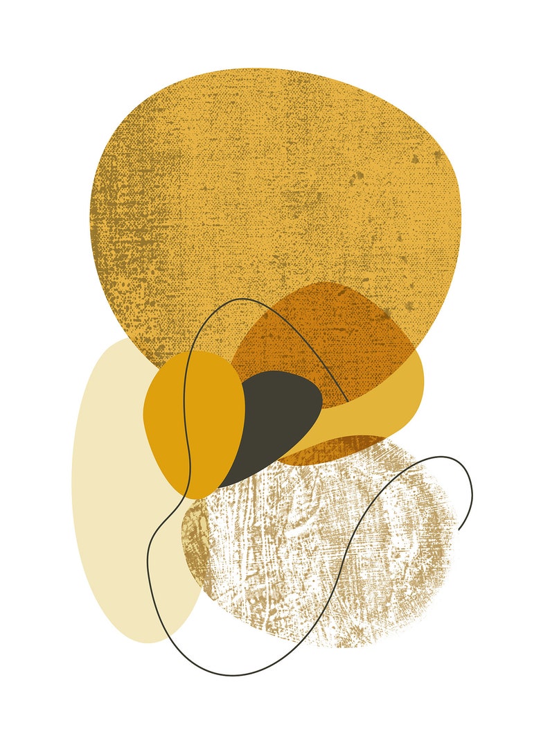 Contemporary Art Mustard Yellow Print With an Abstract Boho Etsy