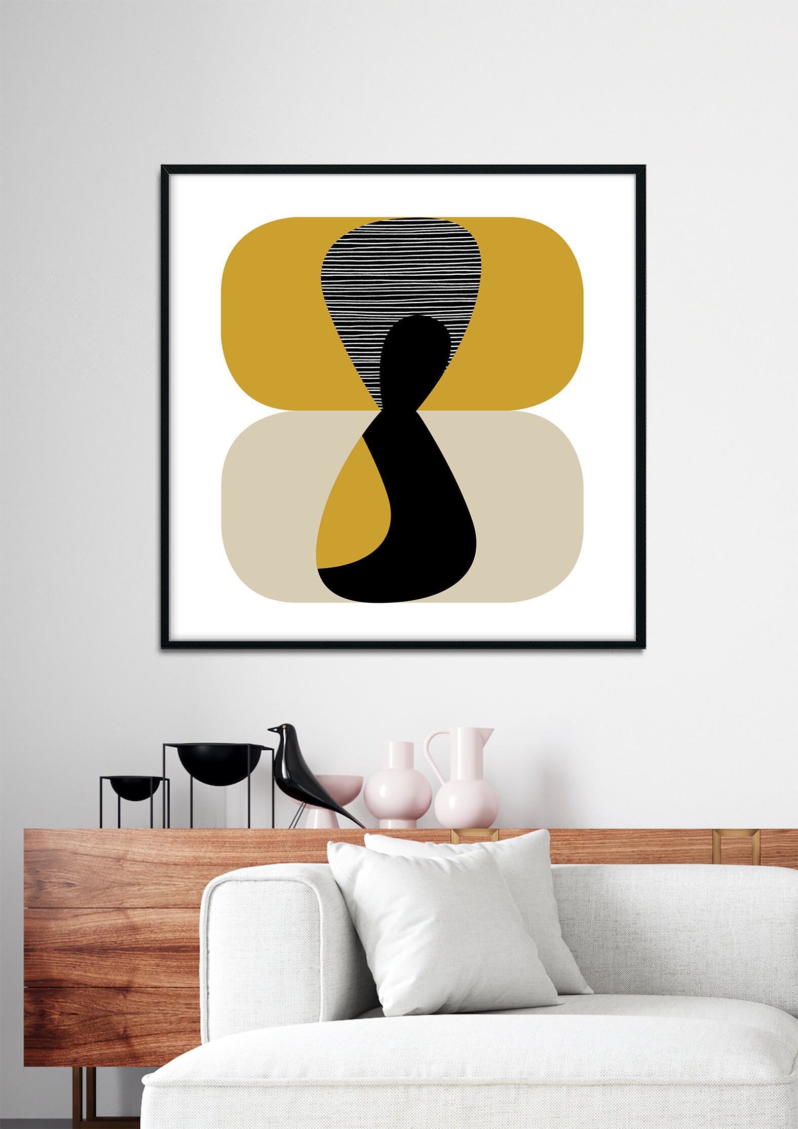 Framed Modern Print Mid Century Wall Art Statement Art | Etsy