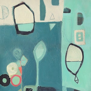 Teal Abstract Art Print, Framed Modern Wall Decor image 2