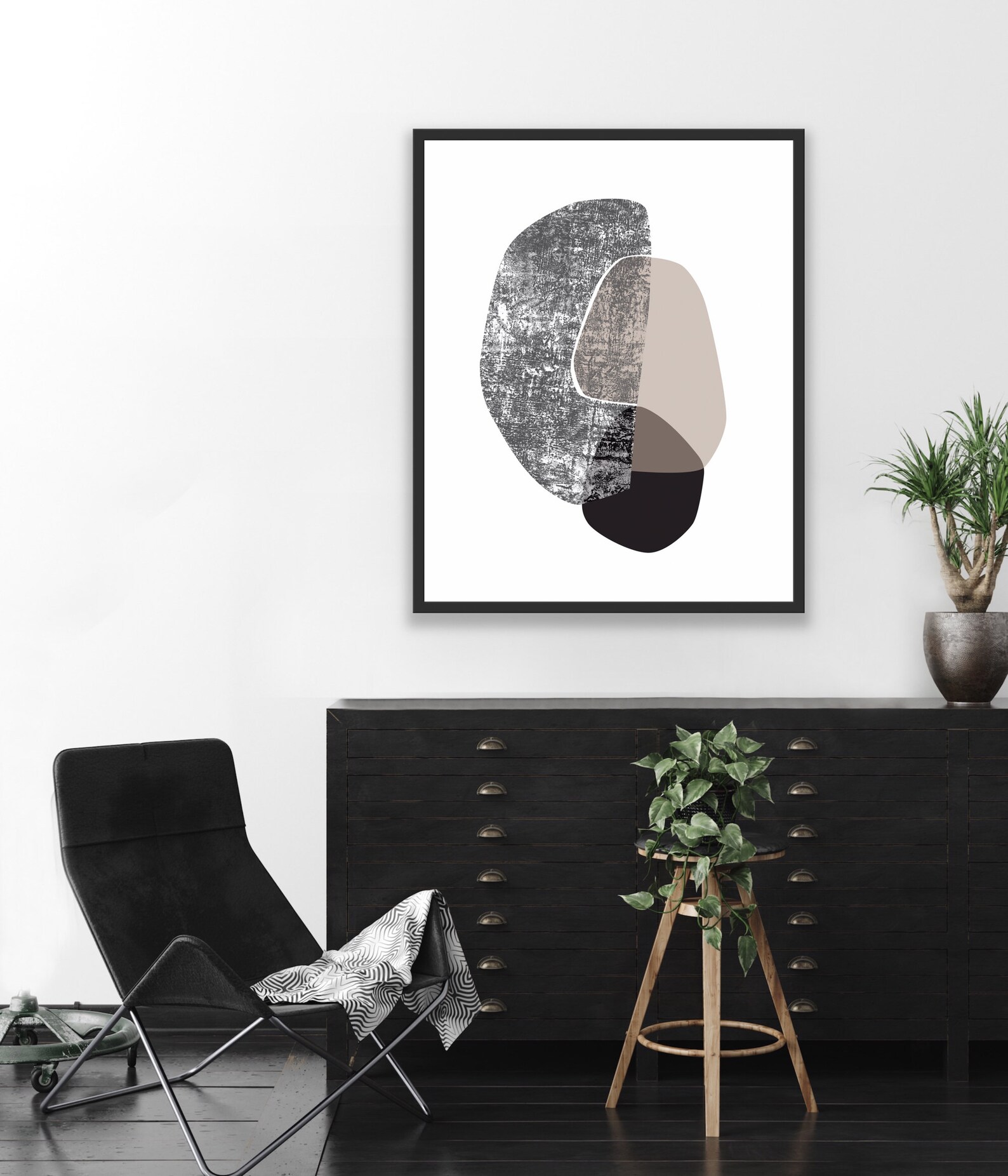 Modern Minimalist Wall Art Black and White Printed Set of 2 - Etsy