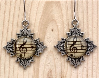 Treble Clef Sheet Music Earrings