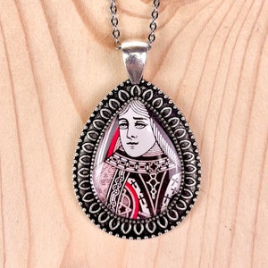 Teardrop Queen Playing Card Necklace