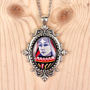 Fancy Oval Queen Playing Card Necklace