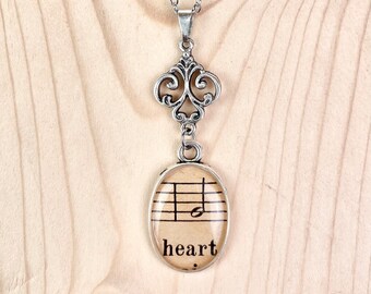 Heart Sheet Music Necklace