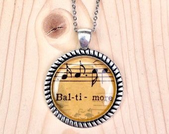 Baltimore Sheet Music Necklace