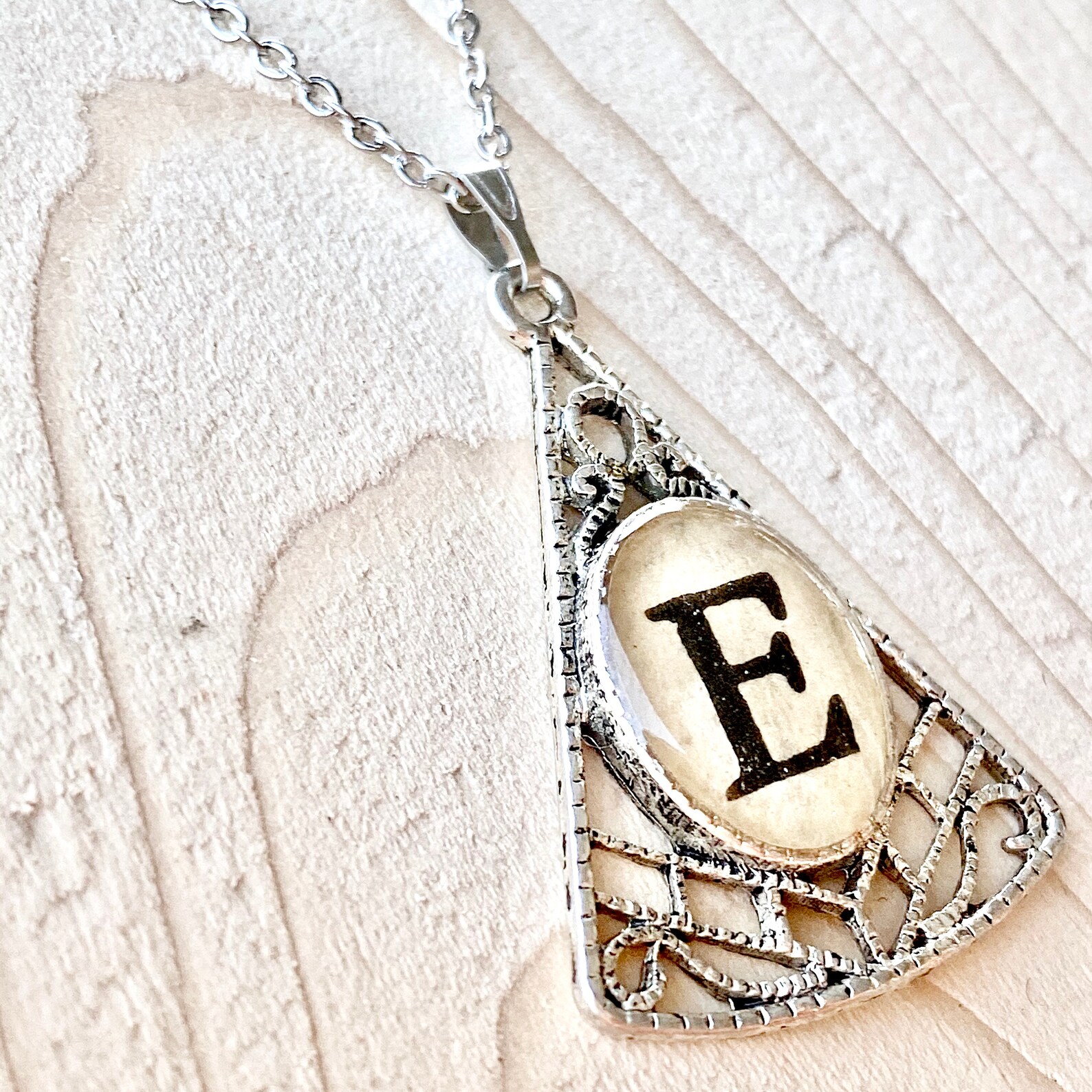 Ornate Letter E Necklace Etsy Sweden