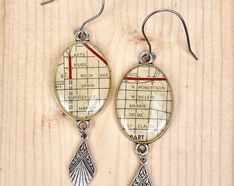 St Roch / St Claude Map Earrings