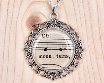 Mountains Sheet Music Pendant Necklace