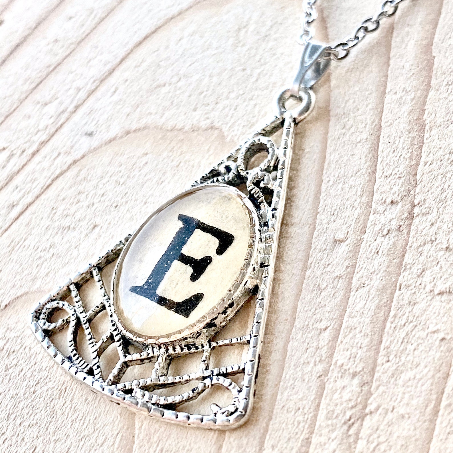 Ornate Letter E Necklace Etsy Sweden