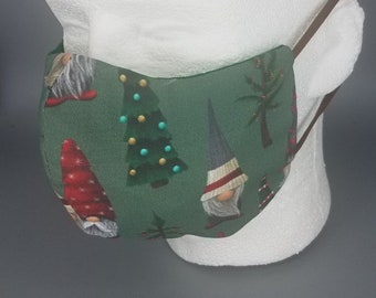 CHRISTMAS GNOMES 2 Layer or UPGRADE 3 Layer + Nose Wire + (1) 3M 1900 Hepa Filter- made in usa