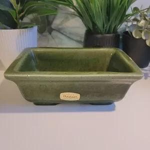 Vintage Haeger Small Green Ceramic Planter Rectangular Succulents