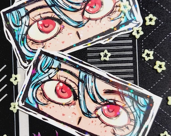 Pegatina holográfica de ojos de anime