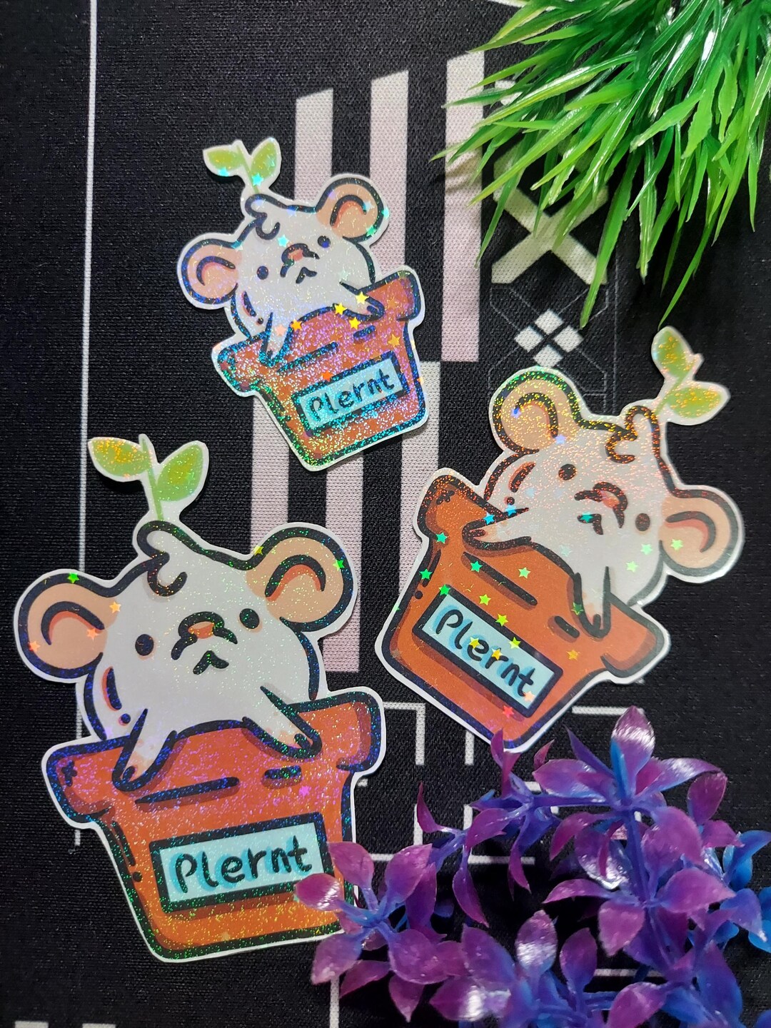 Cute Plant Buddy Mouse Vinyl Sticker - Etsy