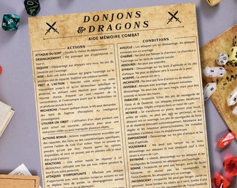 Hoja de trucos de combate de Dragones y Mazmorras: para Game Master y Jugador