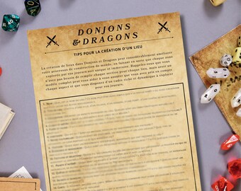 Guía de creación de ubicaciones de Dungeons and Dragons: hoja de consejos prácticos para maestros de juego en francés e inglés