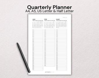 2026 Quarterly Planner Printable | Quarter at a Glance Planner | Monday & Sunday Start