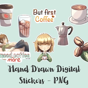 Coffee Digital Stickers Set - Hand Drawn