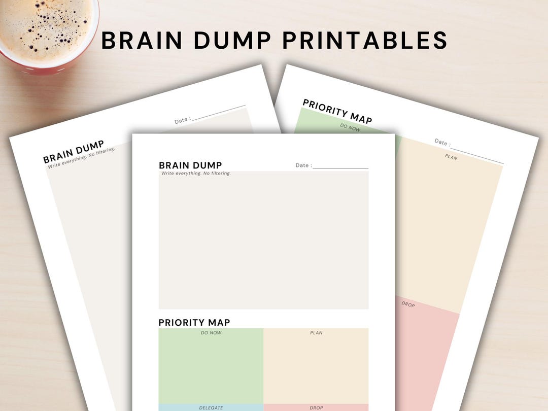Brain Dump Printable | Mental Clarity Planner | Daily Focus Sheets (PDF ...