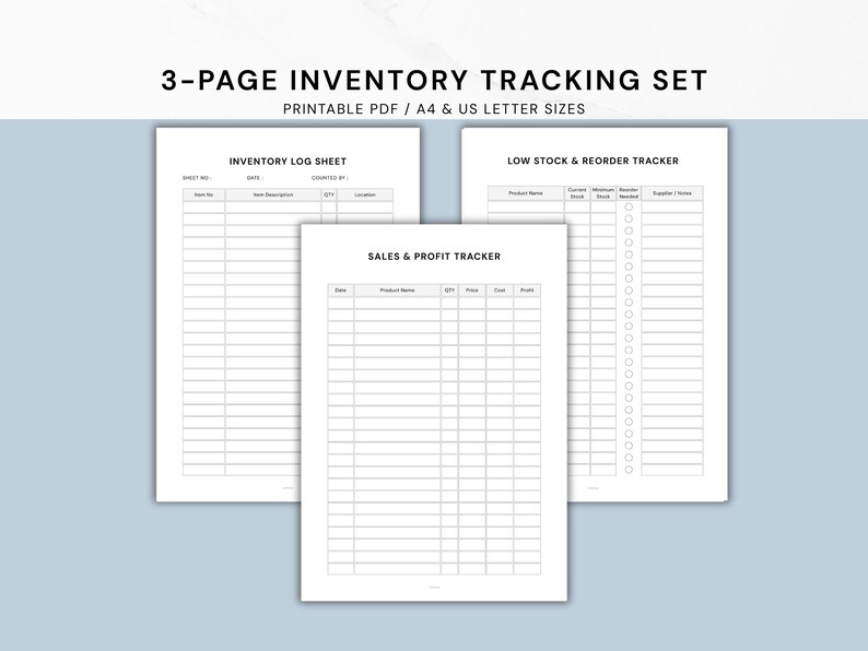 Inventory Tracker Printable Set, Inventory Log Sheet, Small Business ...