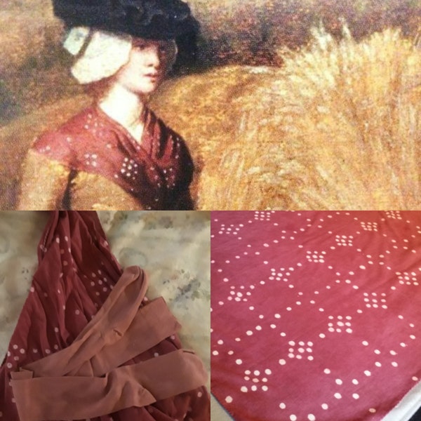 Reproduction Scarf. cotton square scarf called The Hay maker painted by George Stubbs in 1785.