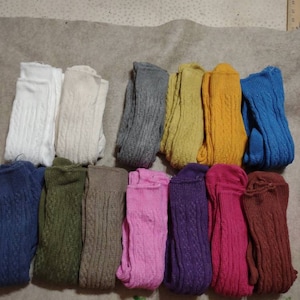 cotton cabled long stockings in a variety of colors thigh high great boot socks