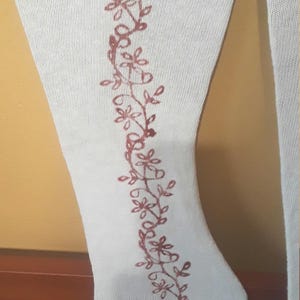 Hand block printed cotton clocked thigh high stockings for historical living history, regency, steampunk, or whatever you want.