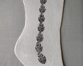 Bridal stockings, Cotton clocked fitsall stockings that stretch in all directions . Cotton stocking that have been hand block printed.