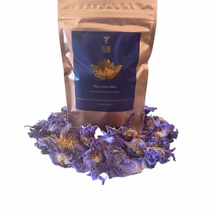 40 grams Premium Organic Dried Blue Lotus Flowers | Nymphaea caerulea 100% Organic Egyptian Blue Lotus Flowers~Whole Flowers | sacred lotus