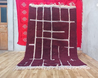 Handmade Red Moroccan Wool Rug, Berber Boho Decor