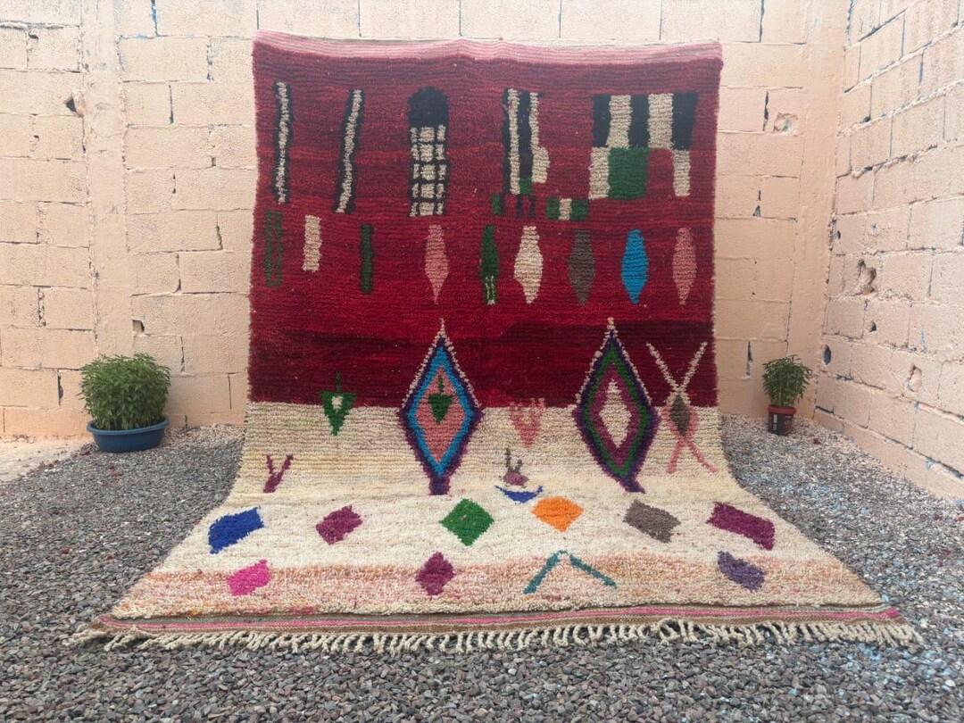 Custom Moroccan Berber Rug – Handmade Amazigh Abstract Wool Rug With ...