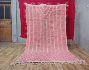 Handmade Pink Moroccan Rug, Wool Berber Azilal Rug