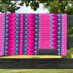 Tapis de selle en laine tissée design Navajo 36 x 34 avec