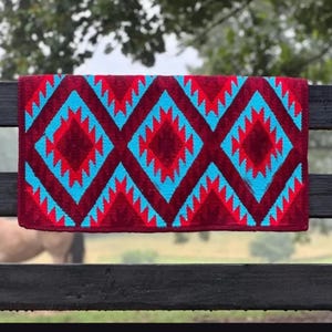 Western Ranch Auflage | Kastanienbraun, Türkis Aztec Decken zeigen