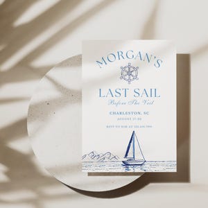 Nautical Bachelorette Invitation: Last Sail Before the Veil, Editable Canva Template