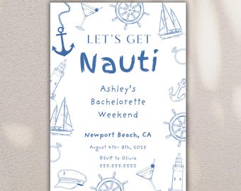 Nautical Bachelorette Invitation: Last Sail Before the Veil (Digital Canva Template)